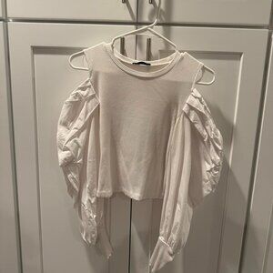 ZARA White ruffle sleeve top